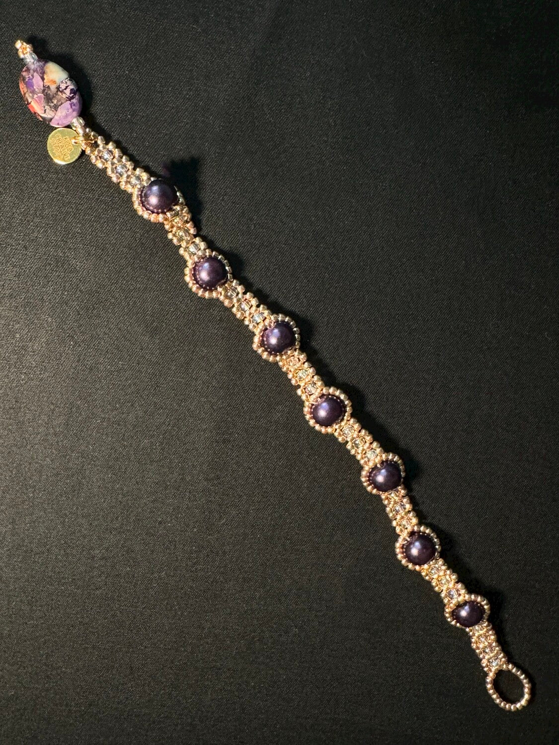 Elegant Natural Stone and Glass Bead Tennis bracelet