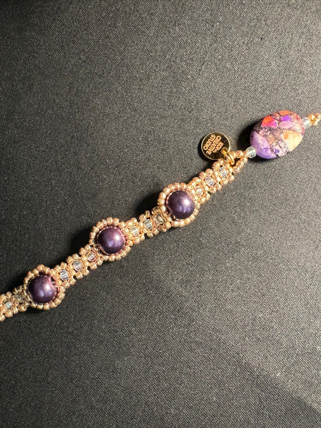 Elegant Natural Stone and Glass Bead Tennis bracelet