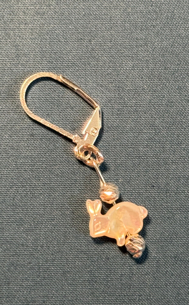 Rabbit Sterling Silver Lever Back Earrings