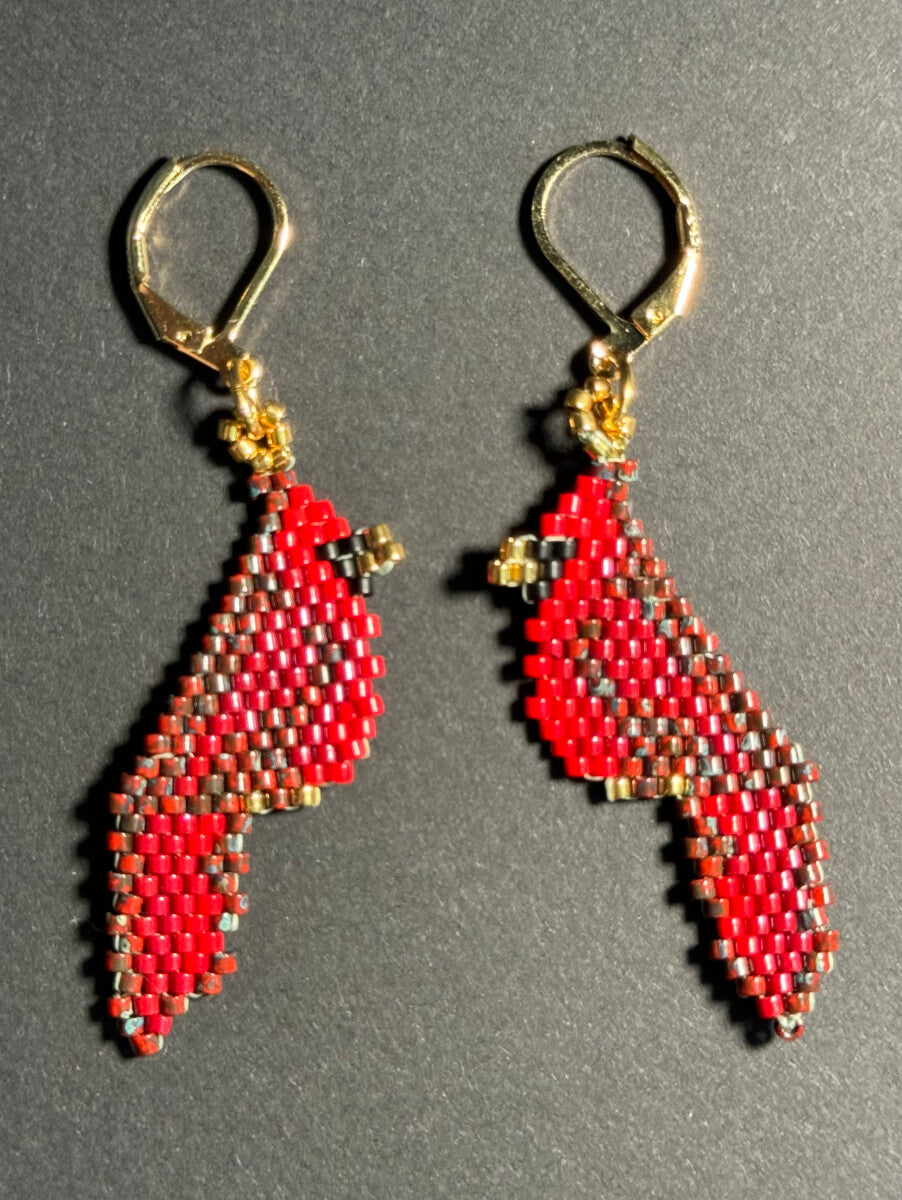 Cardinal with 24K Gold Plated Lever Back Earrings