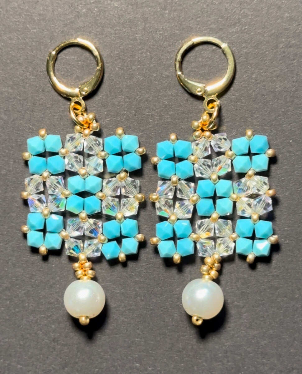 Genuine Swarovski Square Lever Back Earrings