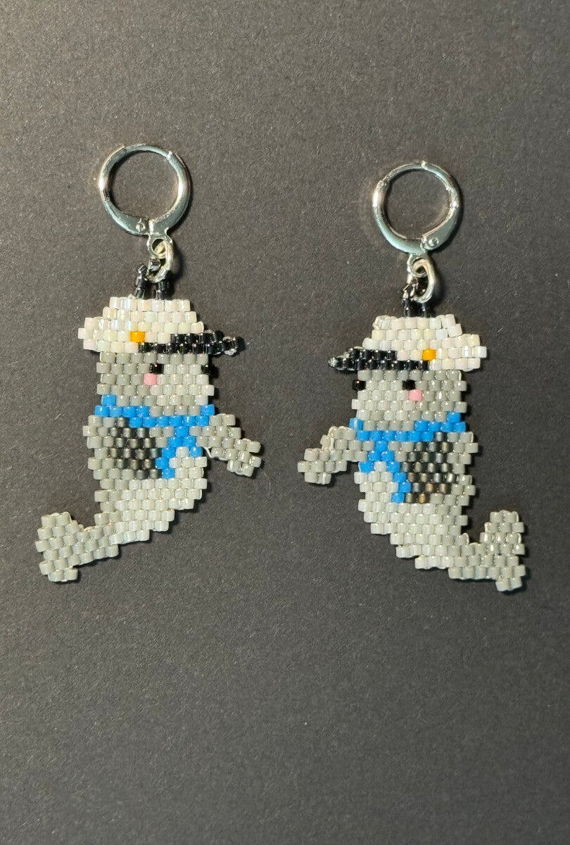 Grey Manatee Leverback Earrings