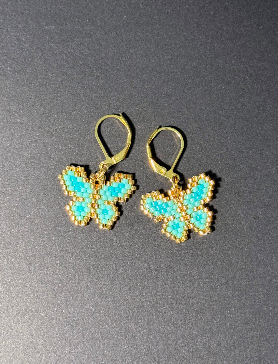 Caribbean Themed Butterfly Leverback Earrings