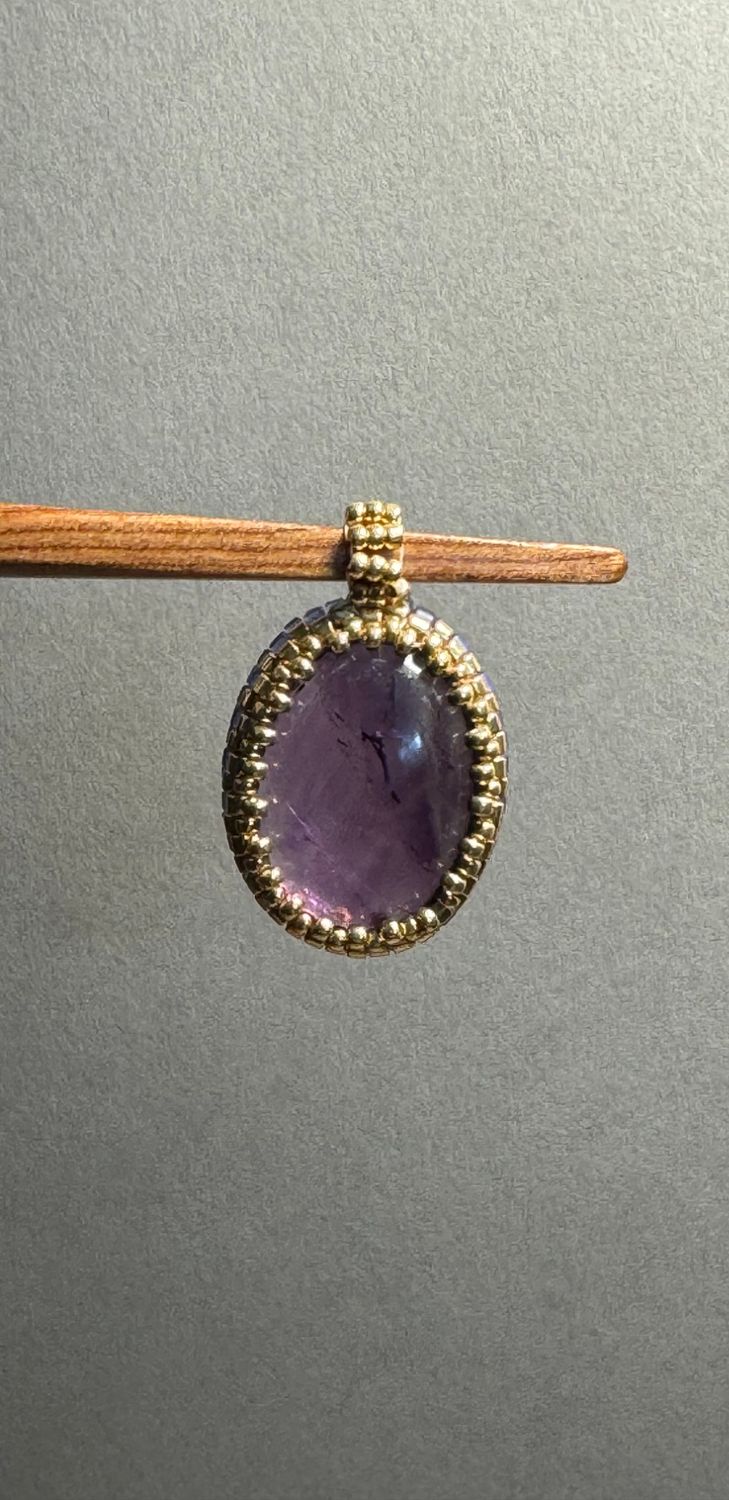 Bezeled Amethyst Leverback Earrings, Pendant