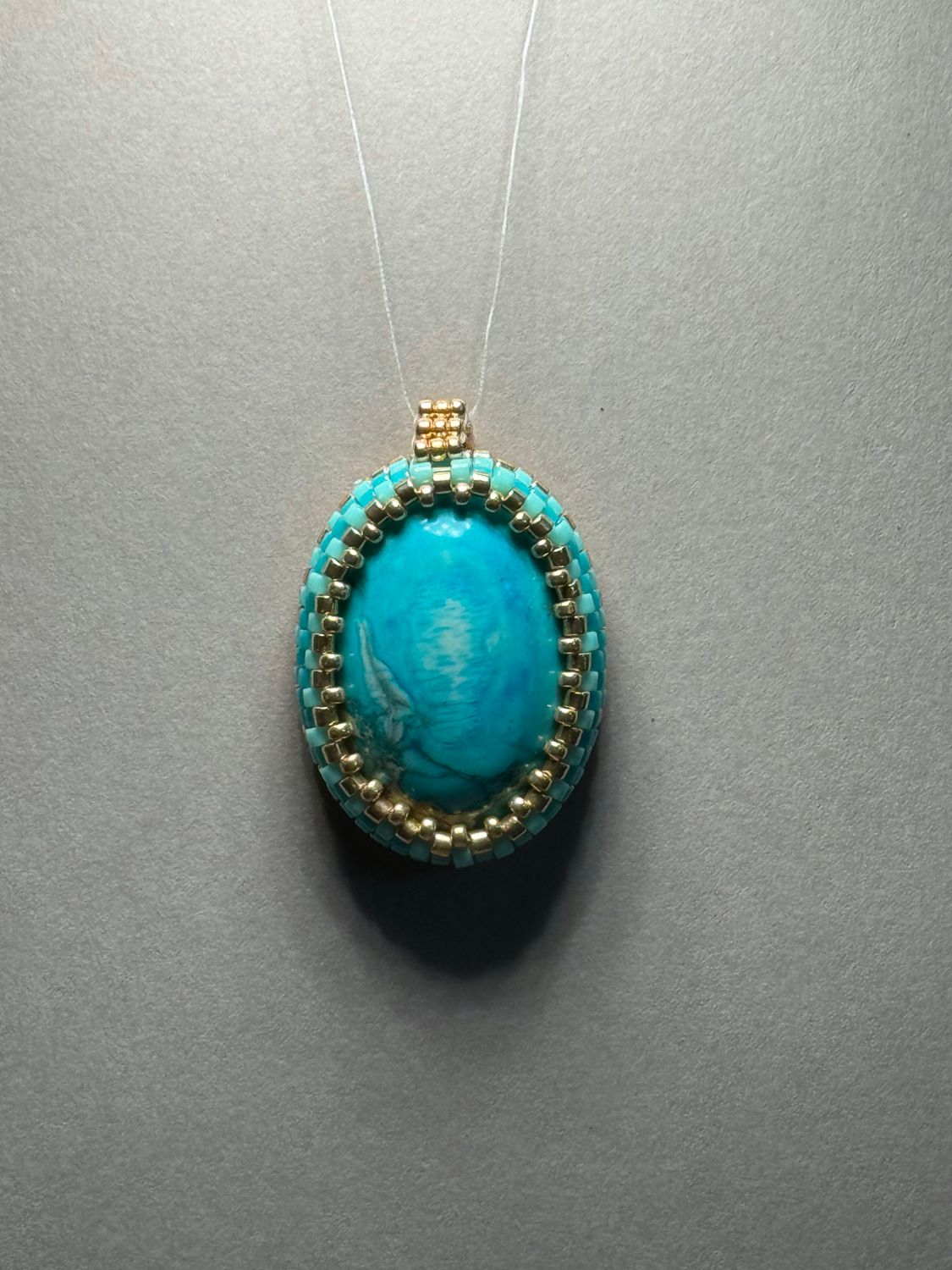 Turquoise Green Sea Sediment Jasper Pendant
