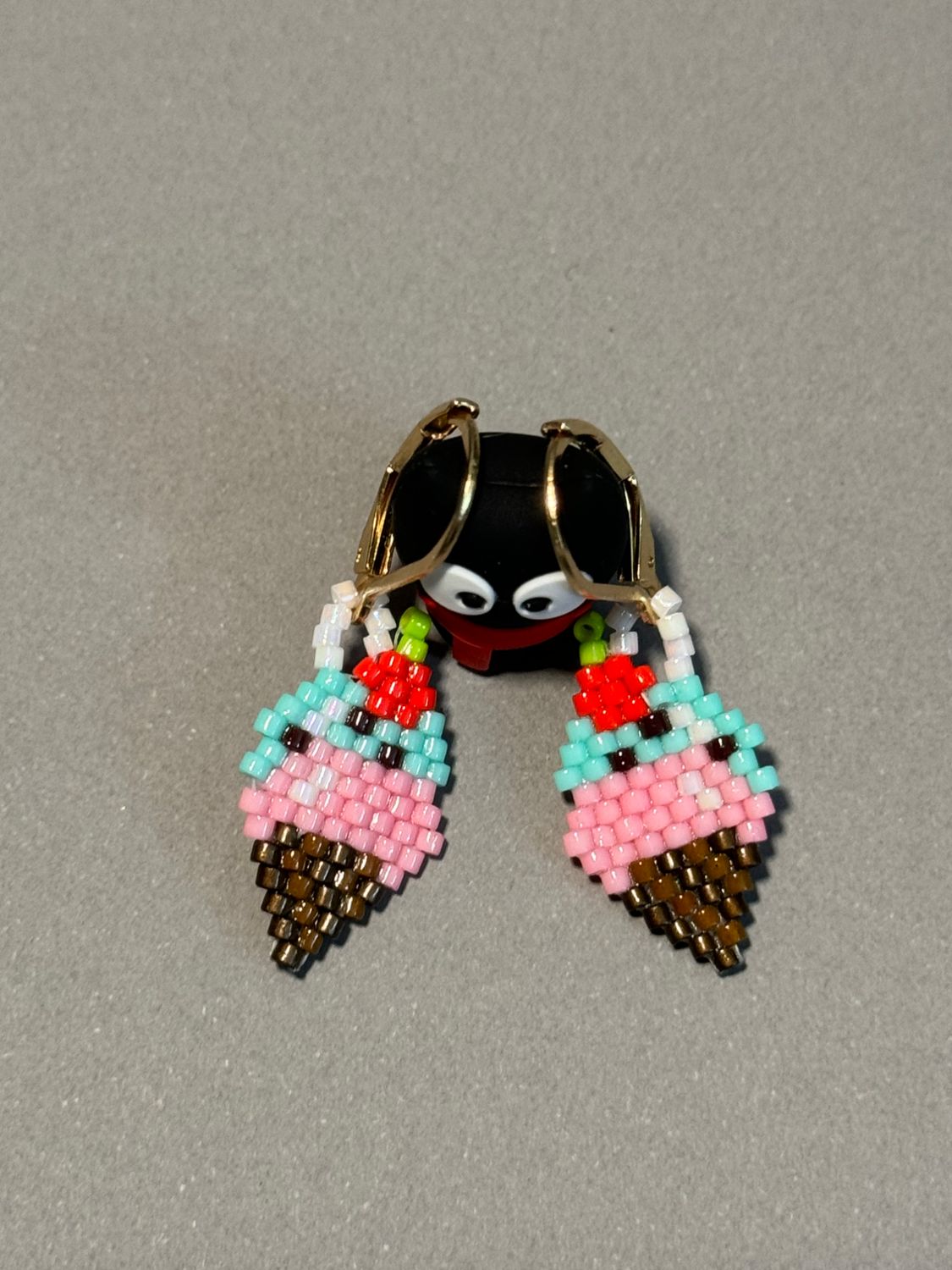 Strawberry Mint Chip Ice Cream Lever Back Earrings