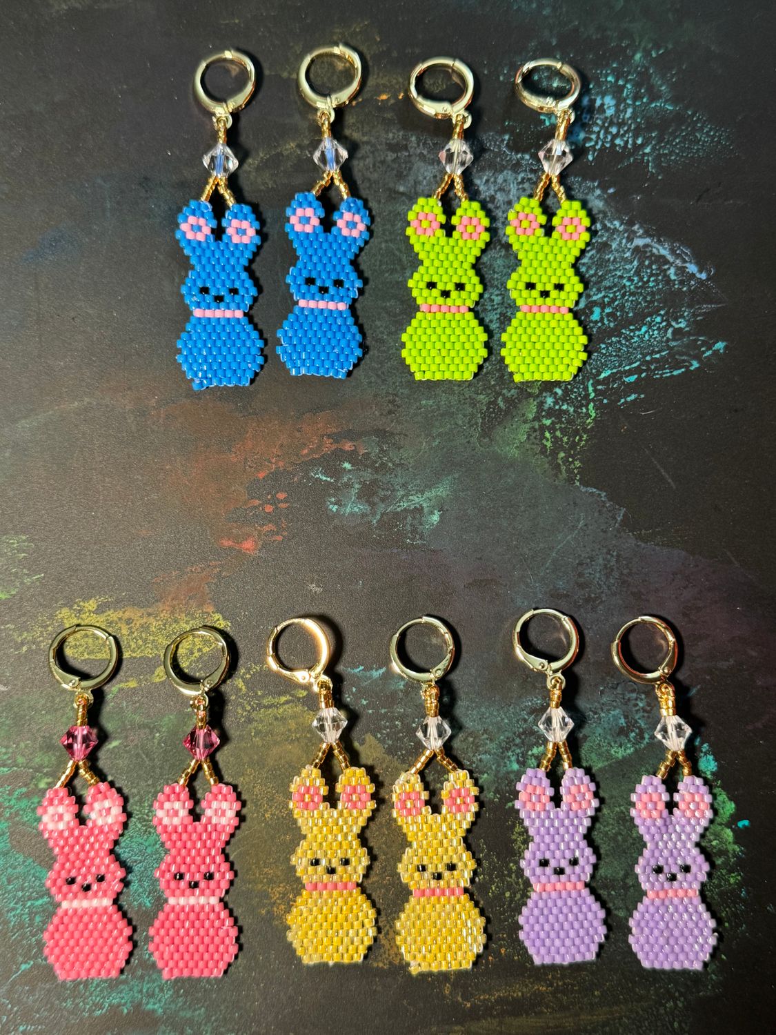 Peep Bunny Leverback Earrings