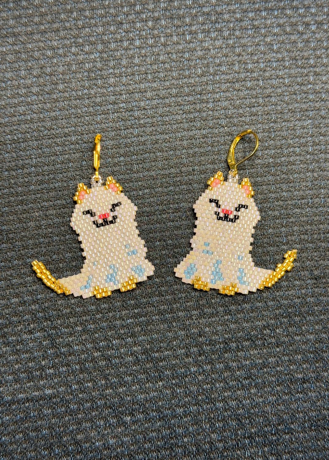 Kawaii Ghost Cat Leverback Earrings