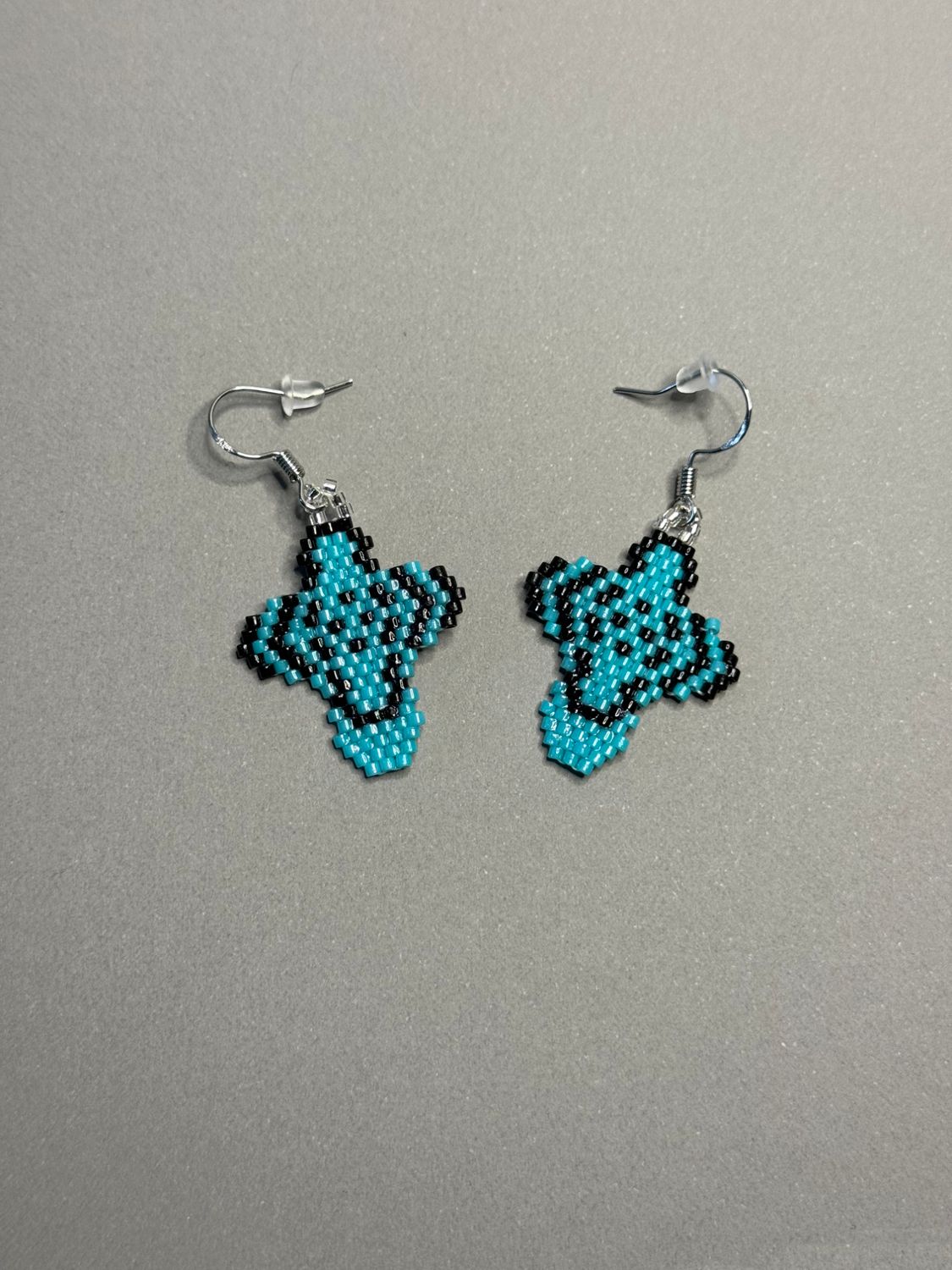 Blue Cross Fish Hook Earrings