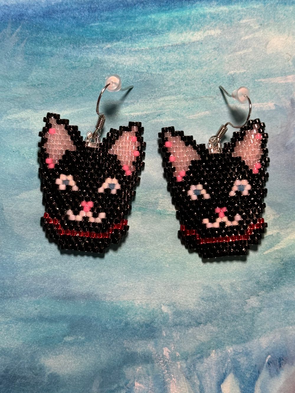 Black Cat Leverback Earrings