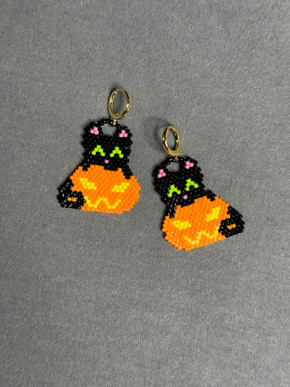 Black Cat Pumpkin Leverback Earrings
