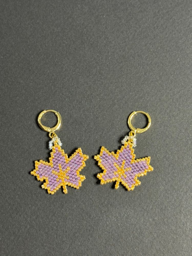 Iridescent Maple Leaf Leverback Earrings