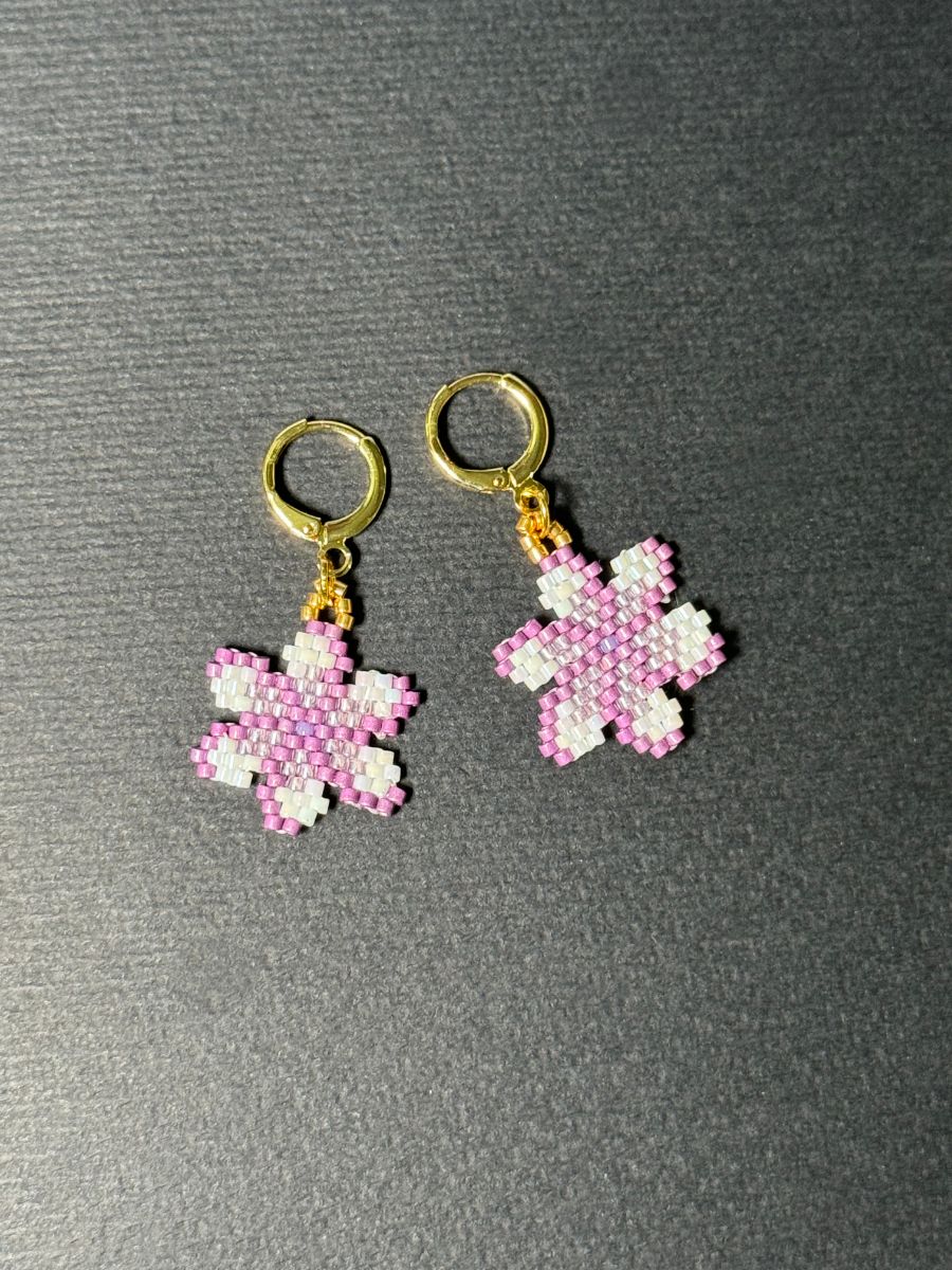 Lavender Colored Plumeria Leverback Earrings