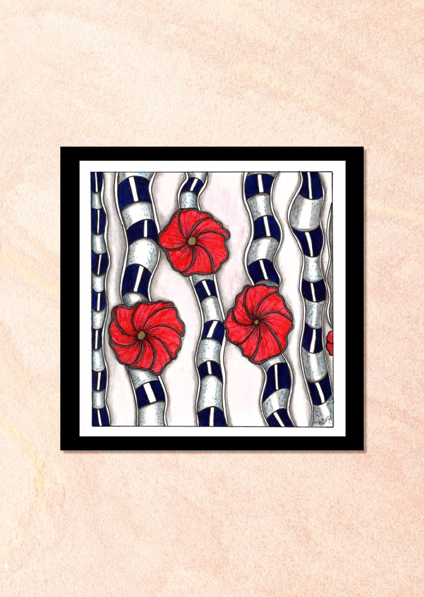 Scarlet Meditation Zentangle Art Print