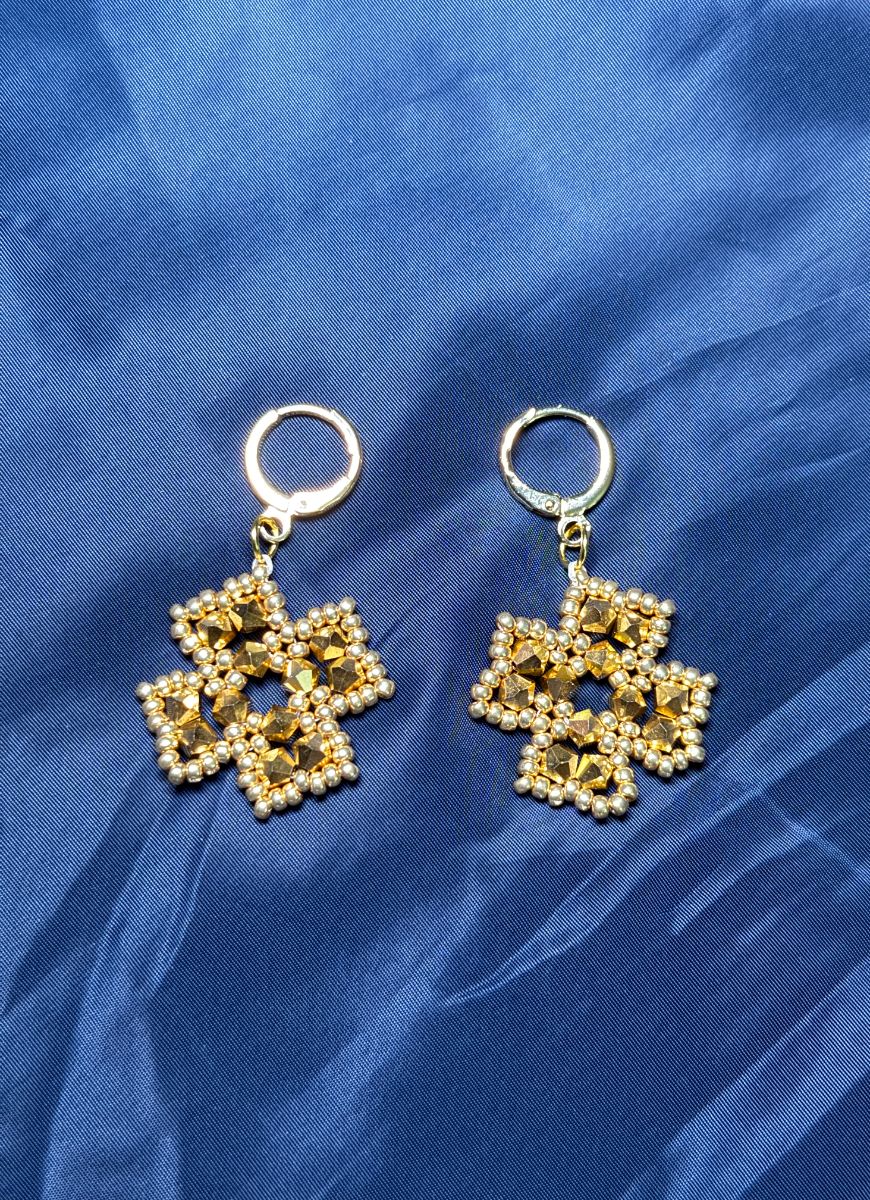 Gold Color Shamrock Leverback Earrings