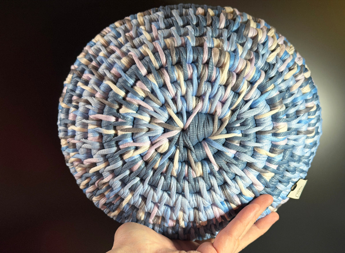 Large Blue and Tan Ecoweave Basket