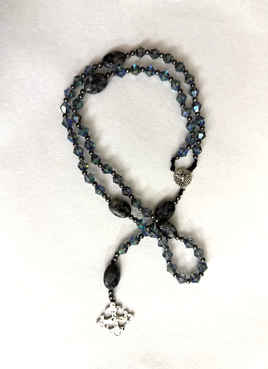 Handcrafted Glass and Labradorite Bead Devotional Prayer Rosary