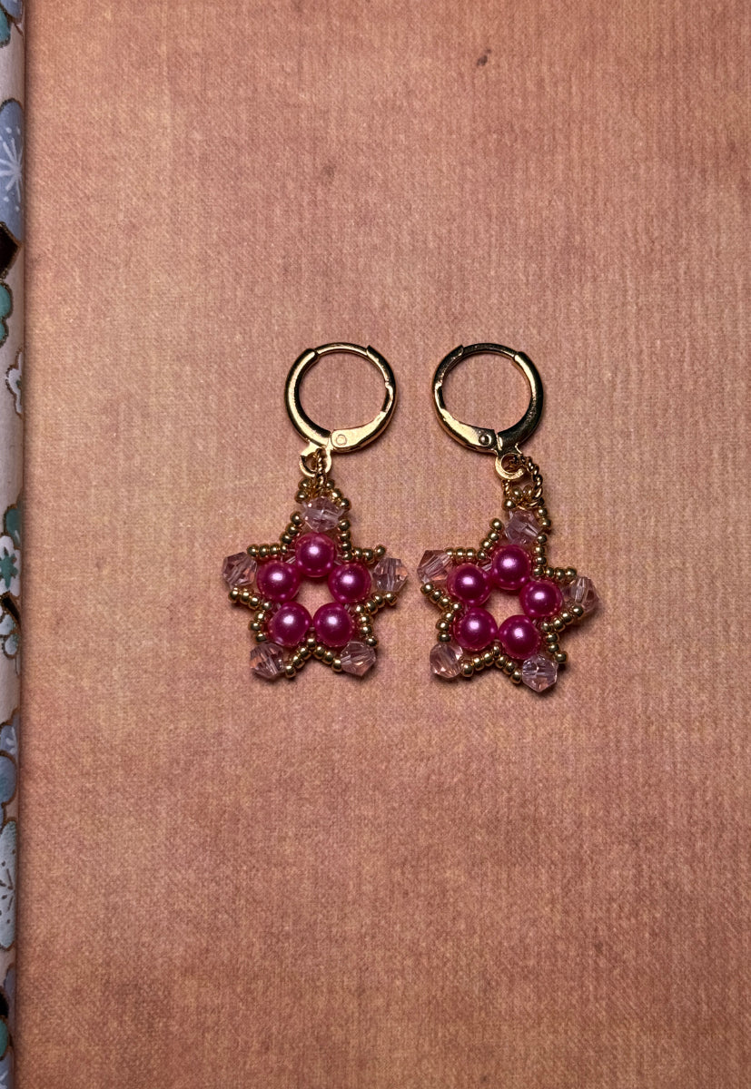 Pink Wishing Star Leverback Earring