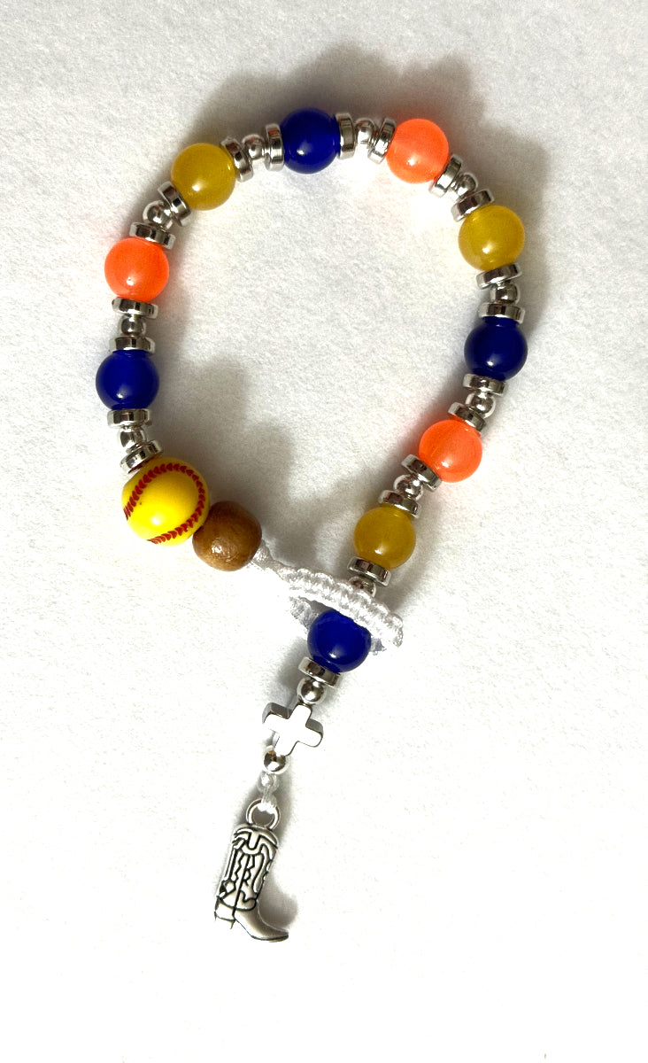 Handcrafted Banana Ball Tailgaters Prayer Bead Bracelet