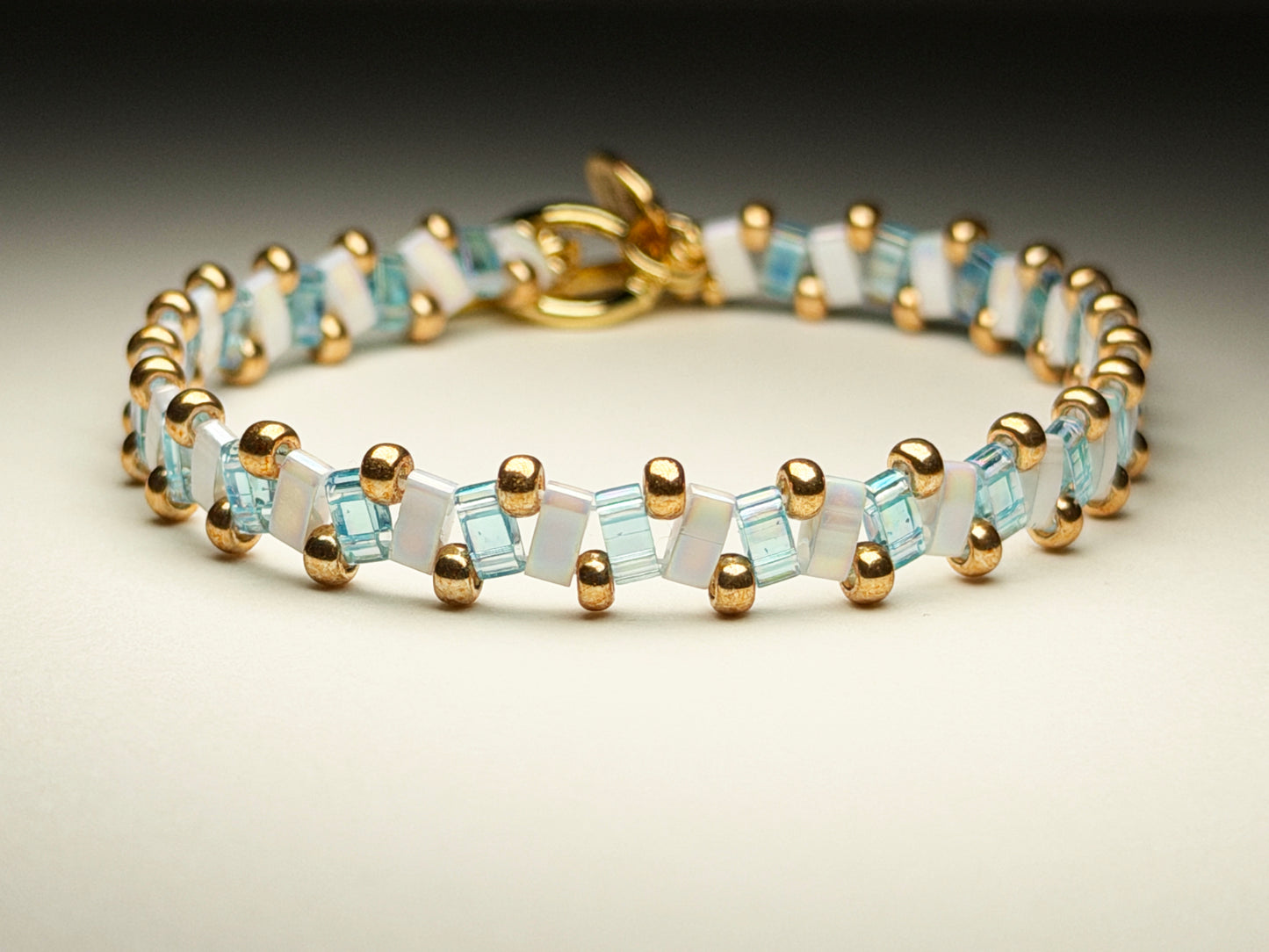 Blue Pulse Weave Toggle Bracelet