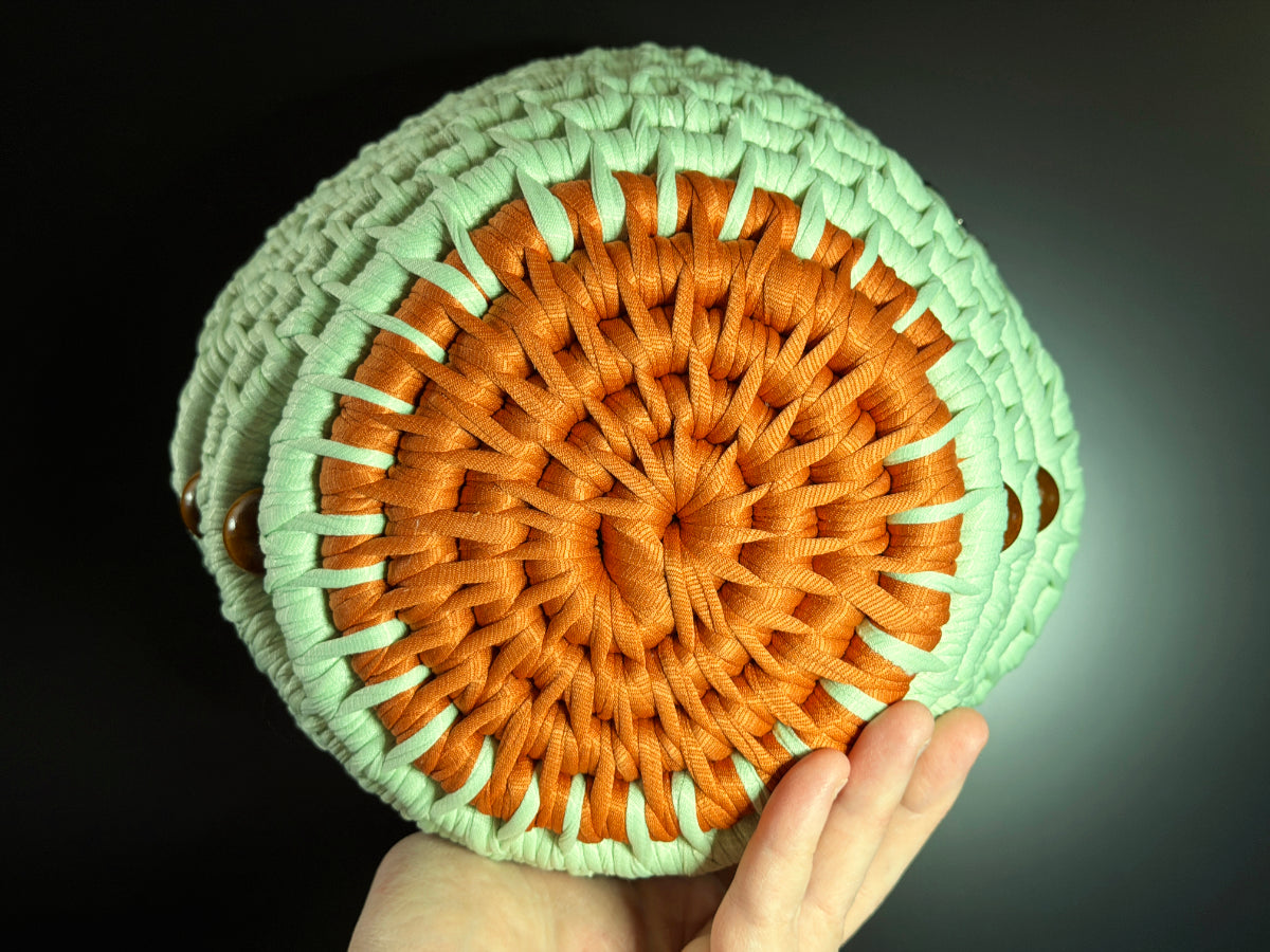 Premium Mint and Orange Ecoweave Basket