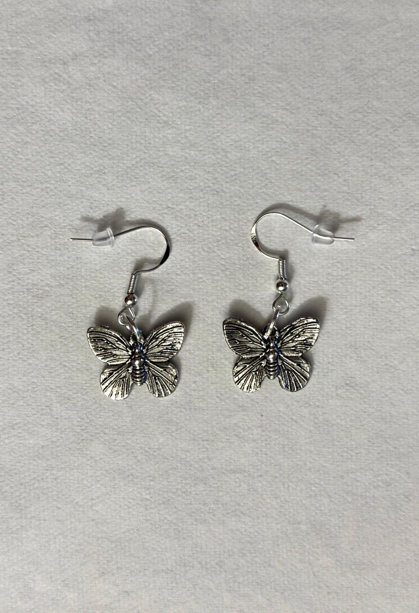 Pewter Butterfly Fishhook Earring