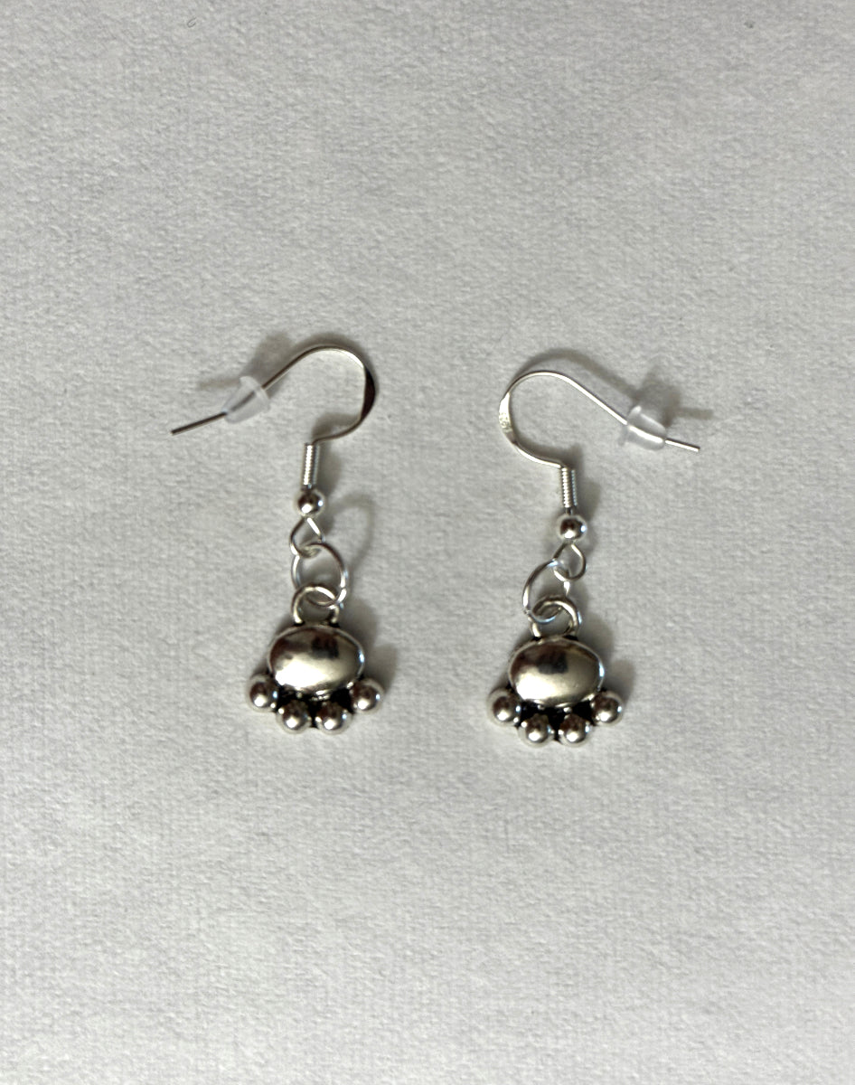 Pewter Pawprint Fishhook Earring