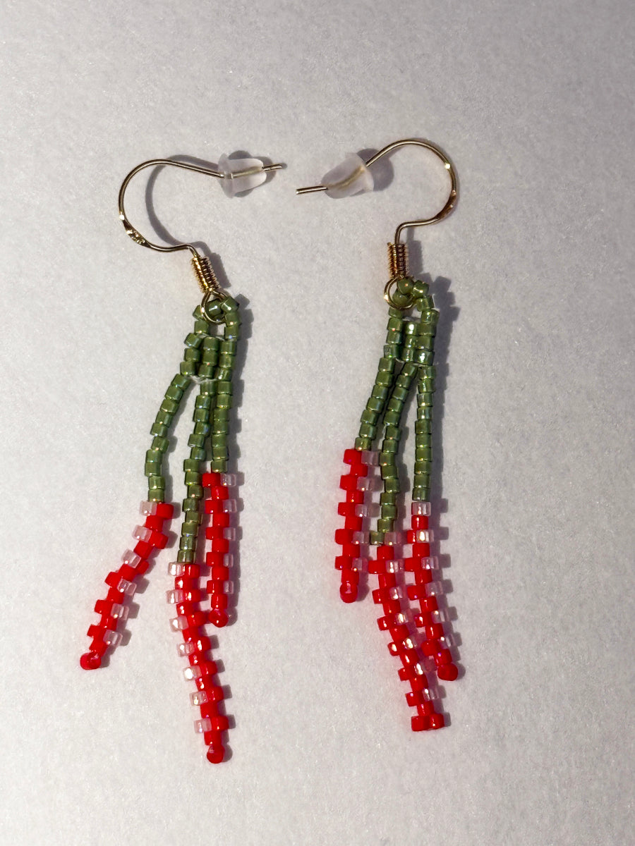 Summer Flowers Drop Style Fishhook Earring in Purple, Blue, Red, Pink or Rose Red