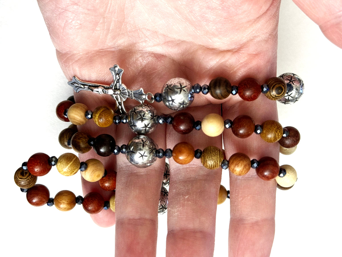 Handcrafted Wooden Bead Devotional Prayer Rosary