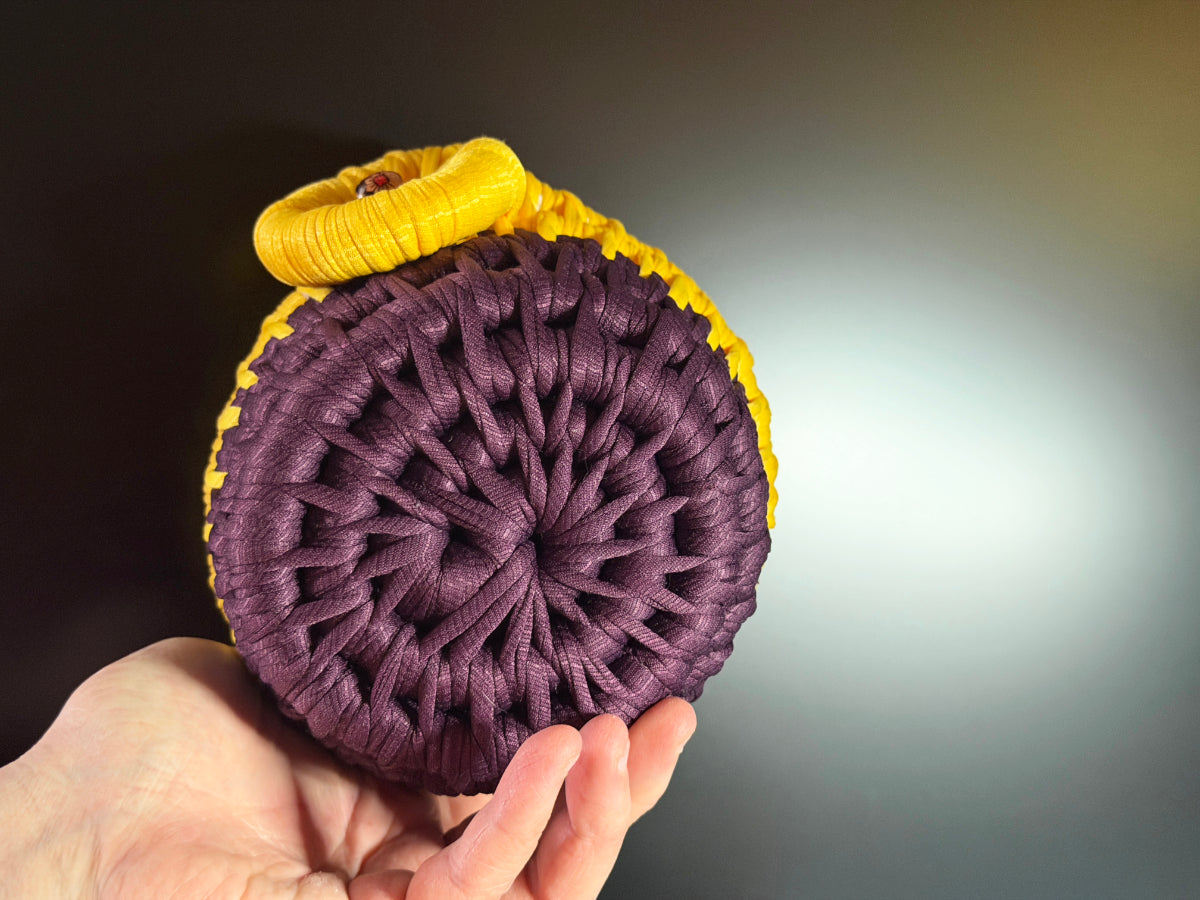 Premium Small Yellow and Purple Ecoweave Basket