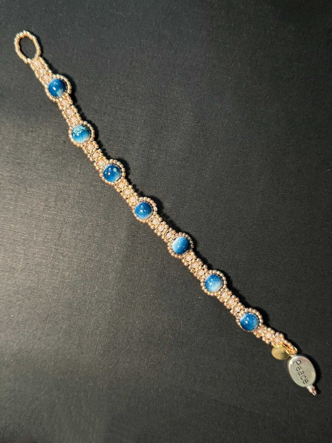Elegant Natural Stone and Glass Bead Tennis bracelet