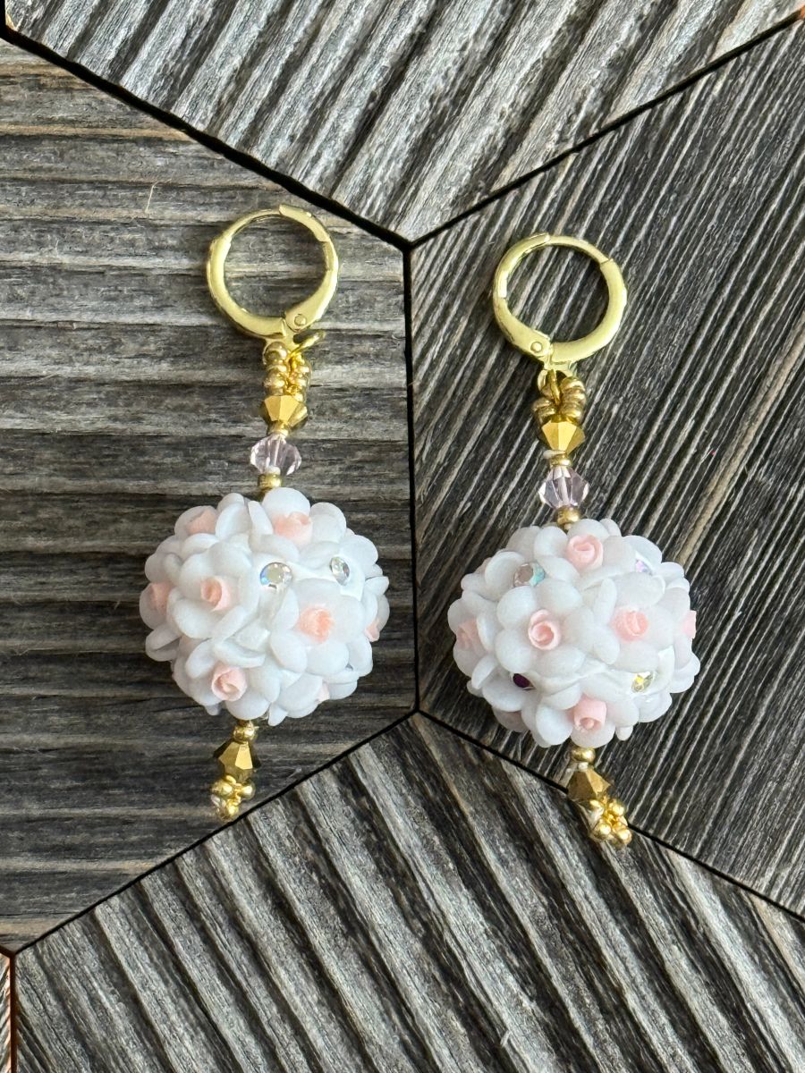 White Blossom Baubles Leverback Earrings