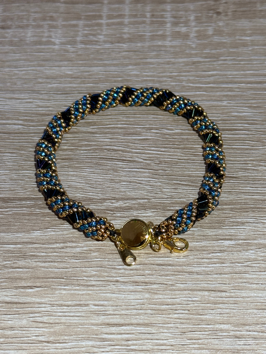 Iridescent Blue Spiral Magnetic Clasp Bracelet