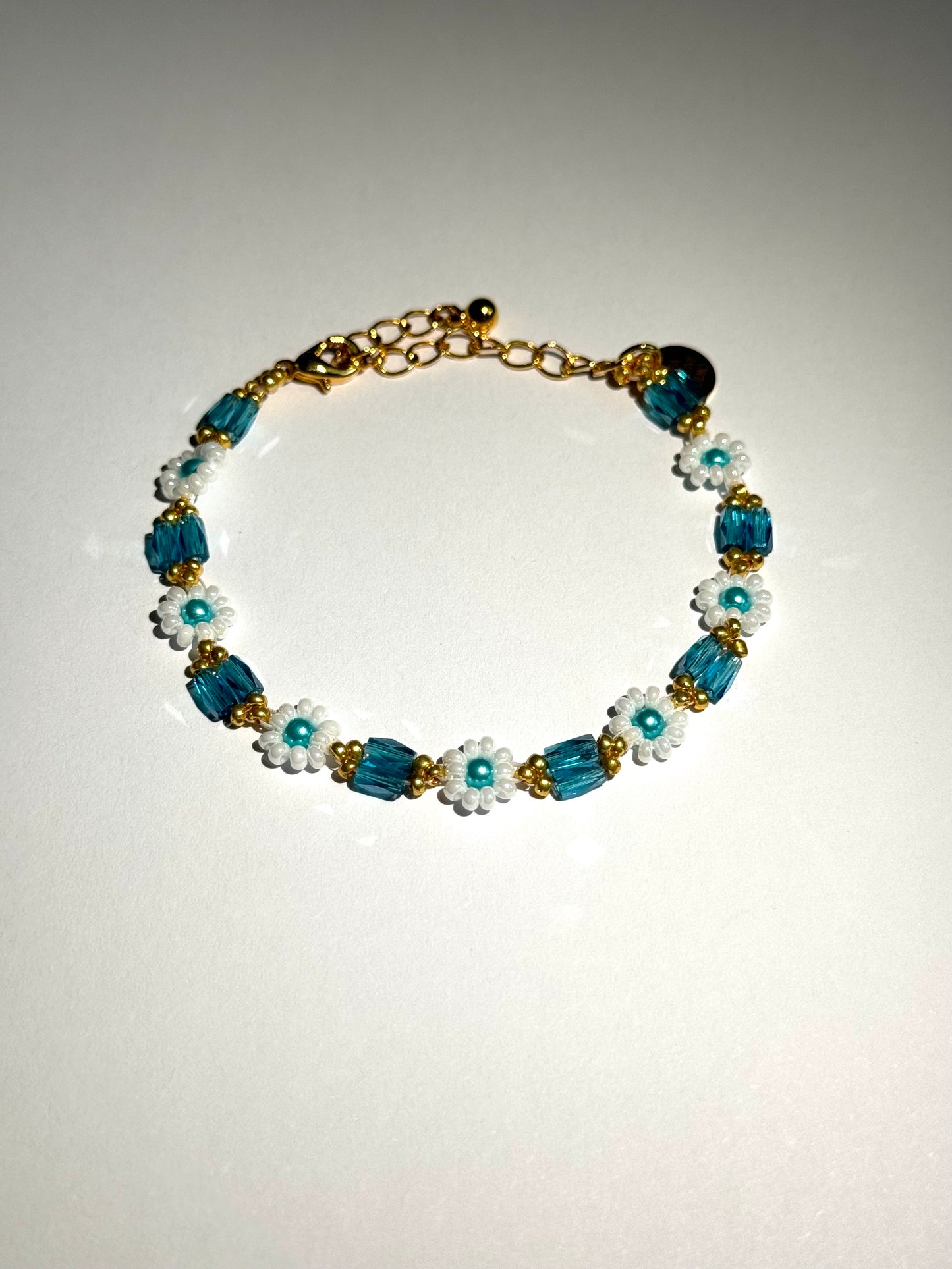 Blue Daisy Chain Adjustable Bracelet
