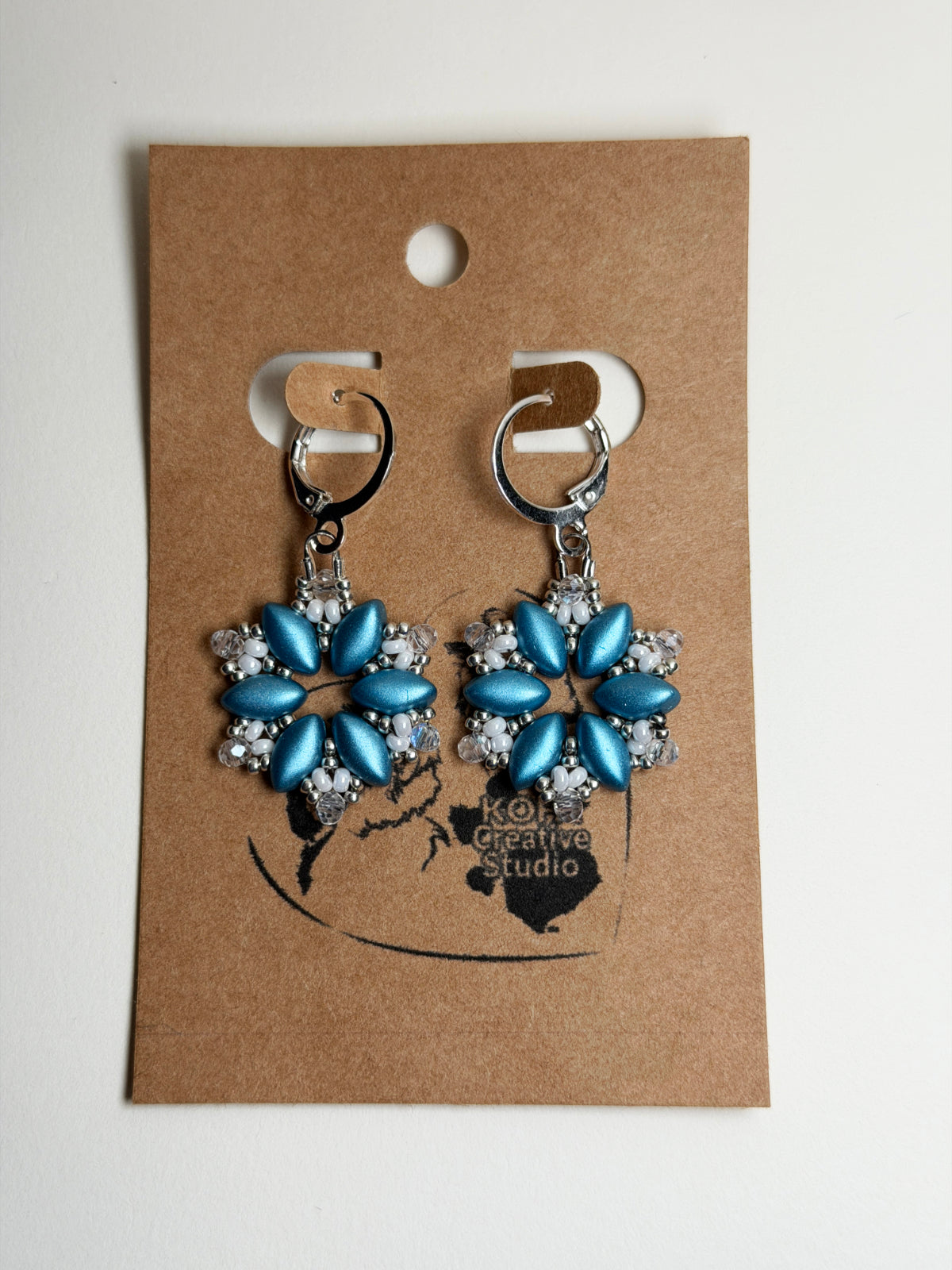 Blue, Pink or Crystal Snowflake Leverback Earring Blue