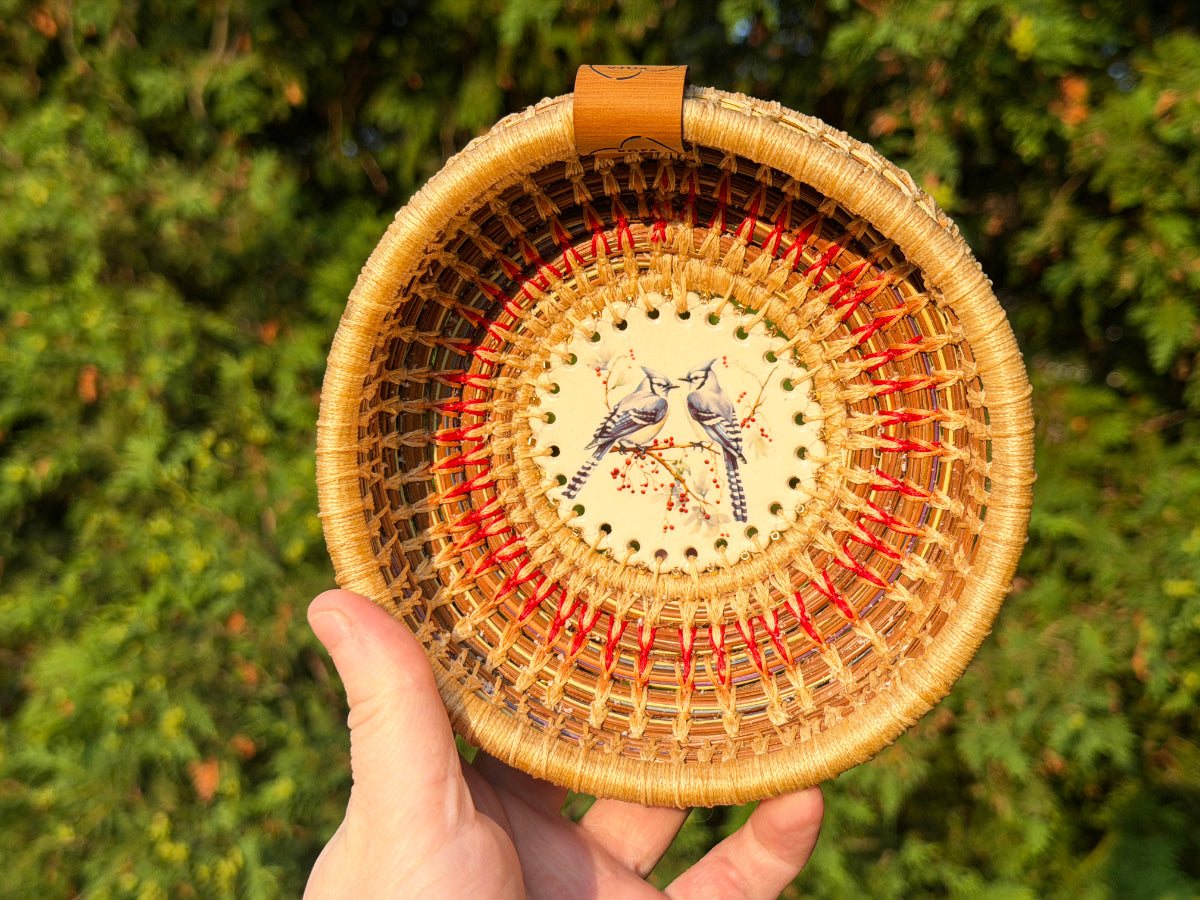 Blue Jay Center Pine Needle Basket