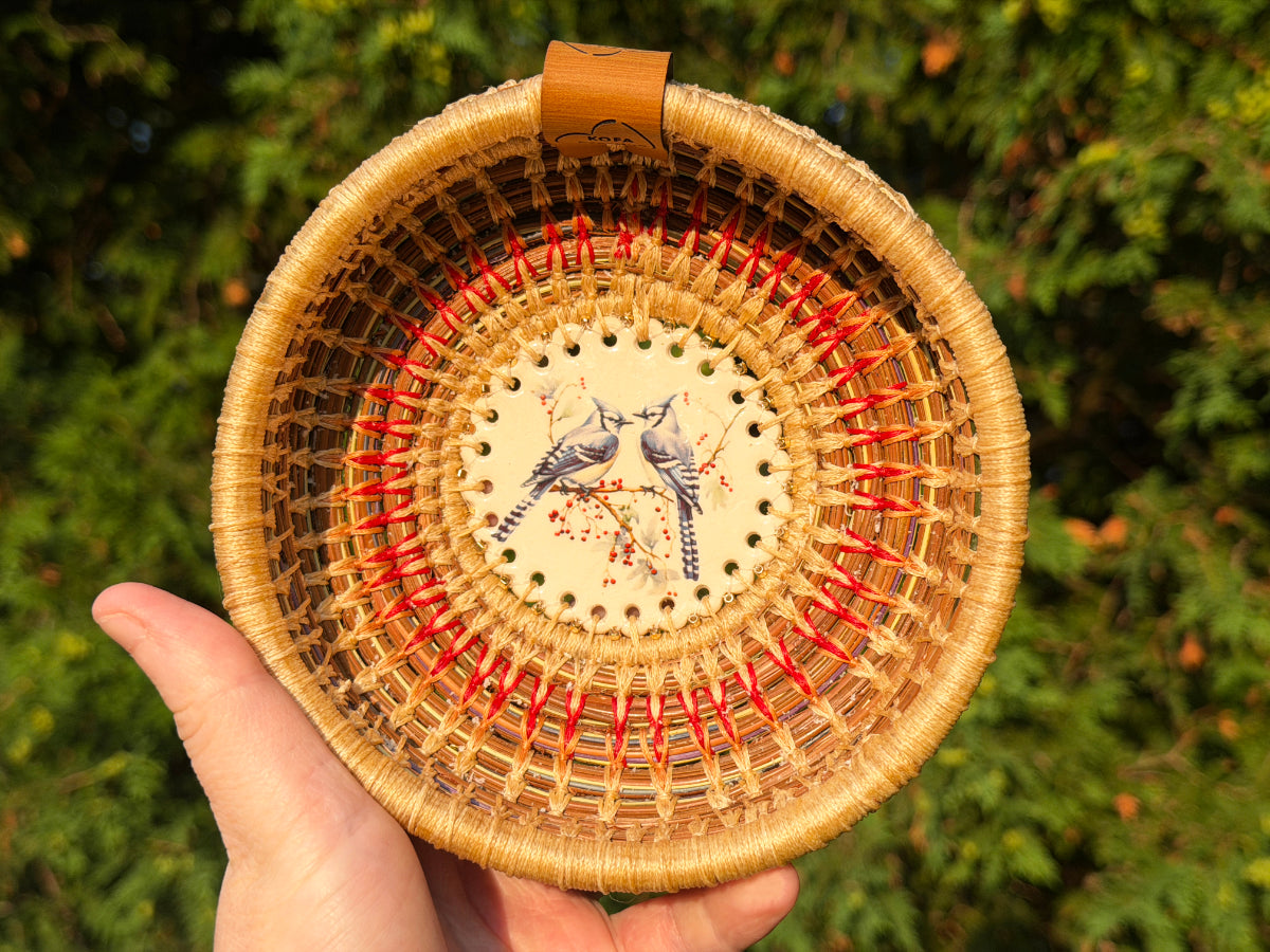 Blue Jay Center Pine Needle Basket
