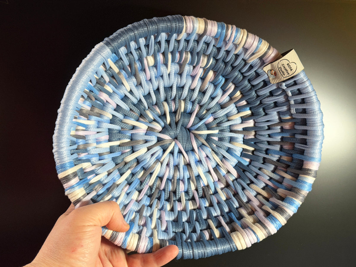 Large Blue and Tan Ecoweave Basket
