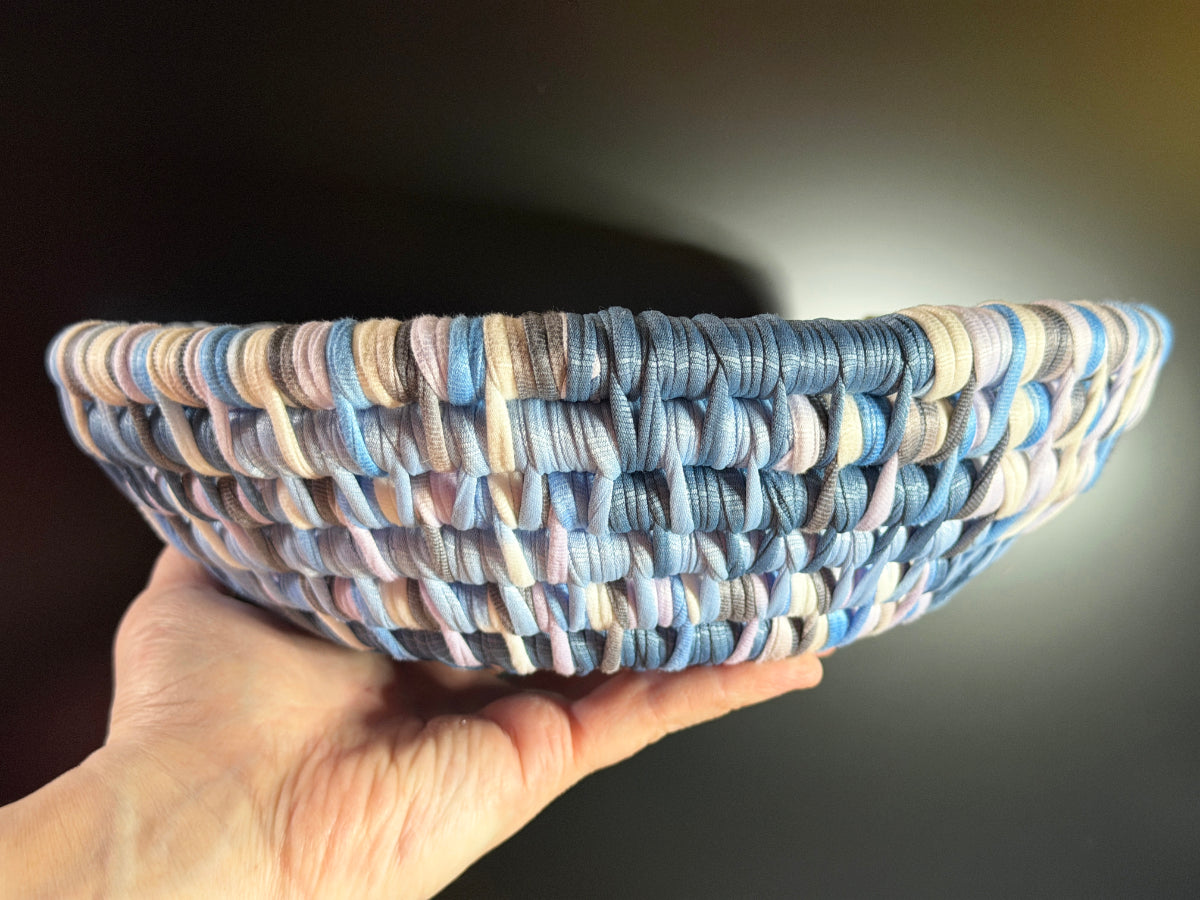 Large Blue and Tan Ecoweave Basket