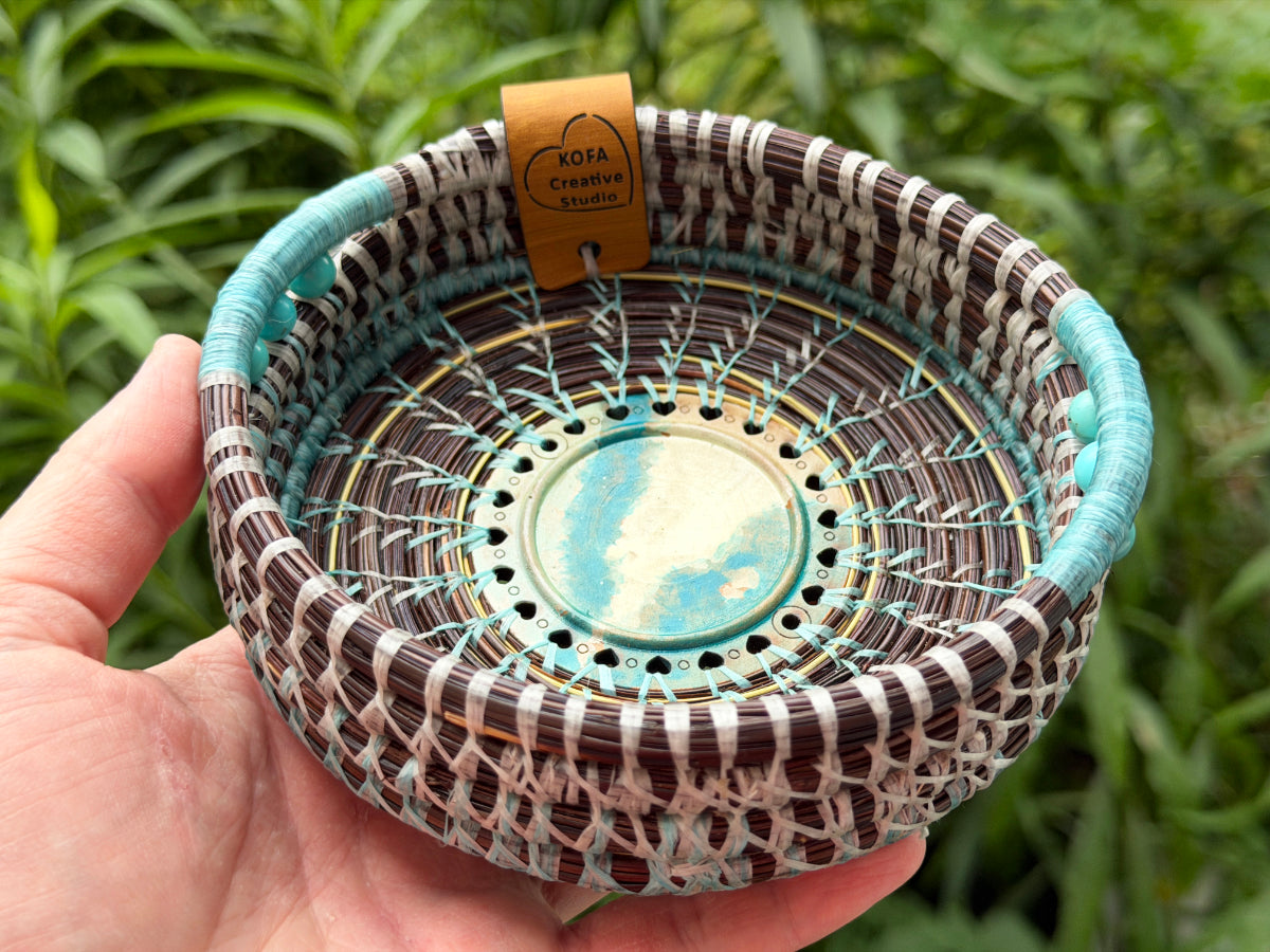 Painted Clouds Center Pine Needle Basket