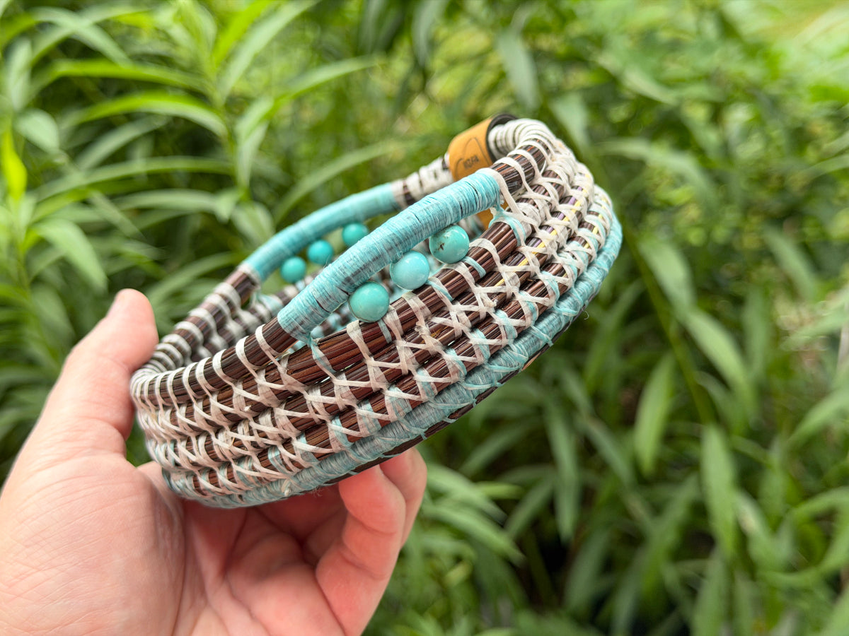 Painted Clouds Center Pine Needle Basket