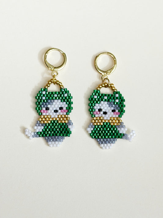 Clover Cat Leverback Earrings