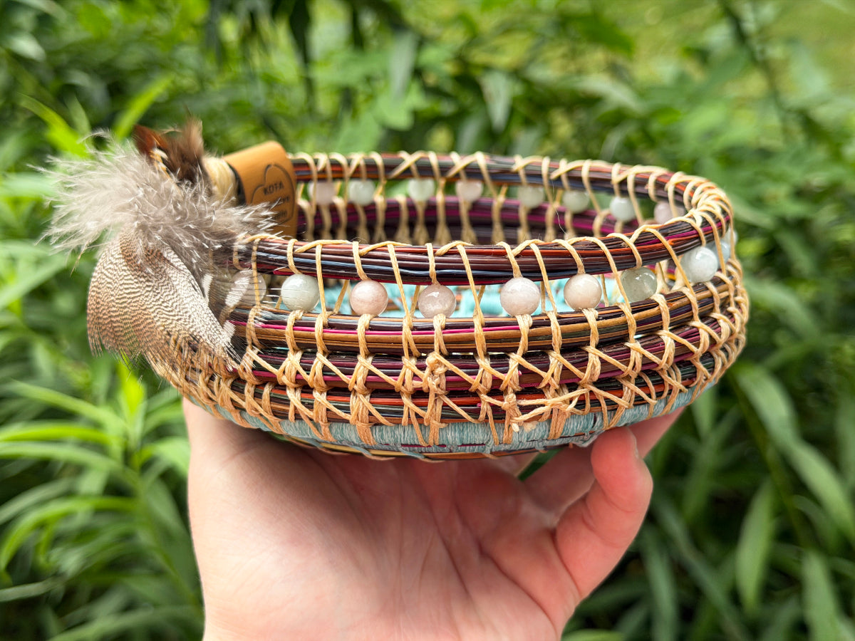 Feathered Seashell Center Pine Needle Basket