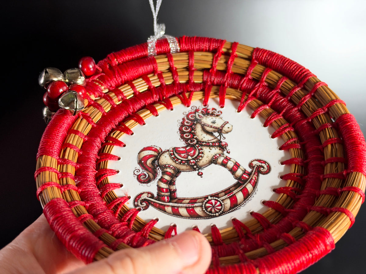 Rocking Horse Coiled Pine Needle Ornament