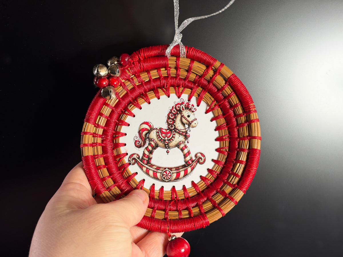 Rocking Horse Coiled Pine Needle Ornament