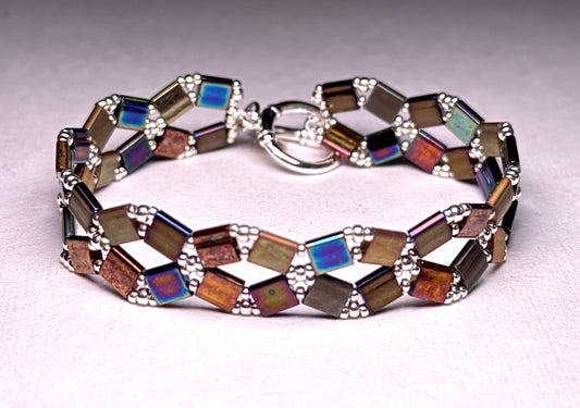Elegant X's and O's Toggle Clasp Style Bracelet