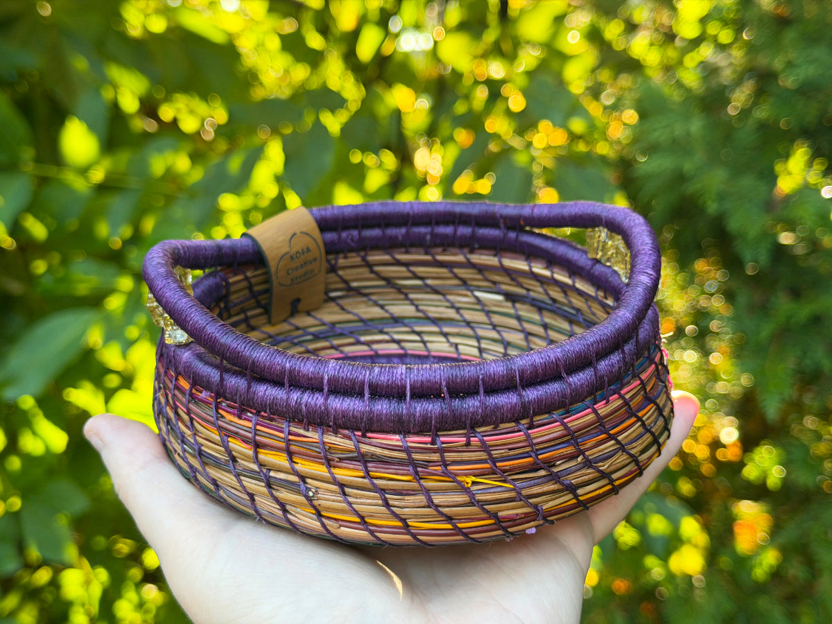 Witch Hat Cat Coiled Pine Needle Basket