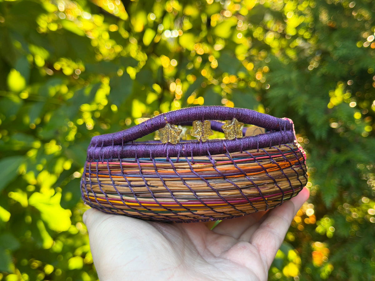 Witch Hat Cat Coiled Pine Needle Basket