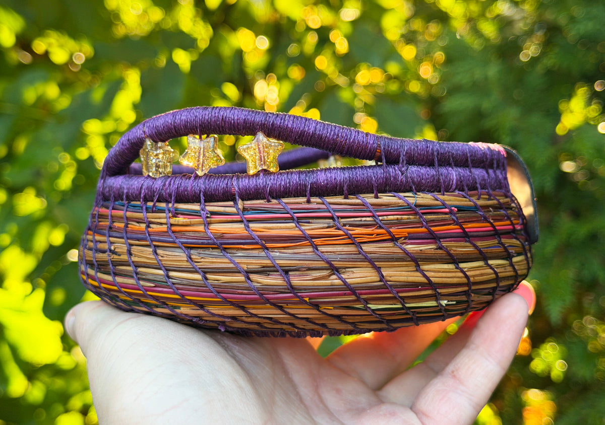 Witch Hat Cat Coiled Pine Needle Basket