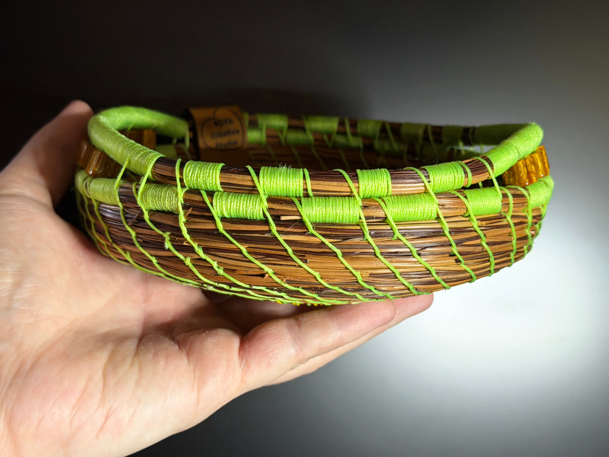Green Coiled Pine Needle Basket